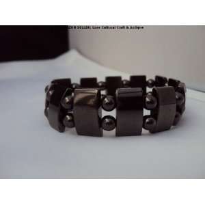    Wide Hematite Bead Magnetic Bracelet   Style Hb001