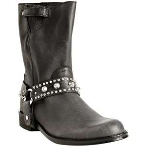  Candela black leather studded harness motorcycle boots 