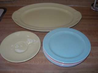 Vtg Lot 8 Lu Ray TS&T Pastel Bread Plates & Platter VGC  