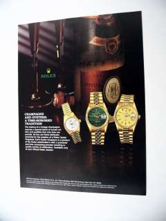 1989 Print Ad Rolex Oyster Perpetual Cristal Champagne  