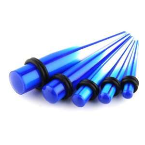 00g Acrylic Tapers / Stretchers Blue & White Stripes   Sold Per Pair