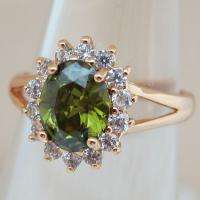 Size8 GORGEOUS GREEN OLIVE GEMSTONE FASHION GOLD FILLED RING R1088 20 