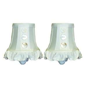  White Ruffle Night Light with Shell Buttons (Set of 2 