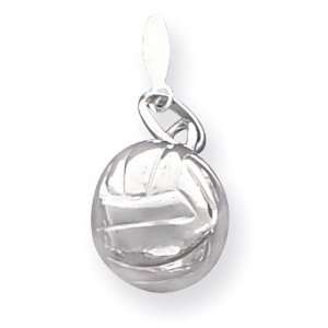    925 Sterling Silver Solid Sports Volleyball Ball Charm Jewelry