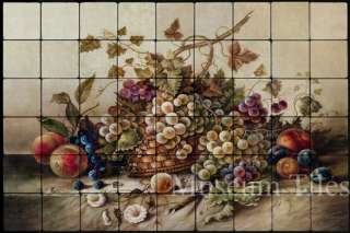 36x24 Fruit Basket Still Life Fine Art Backsplash Tiles  