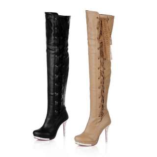  Platform Laceup Stiletto Over The Knee Thigh High Boots Shoees  