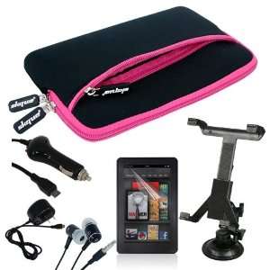 Hot Pink Trim Glove Case + Clear Screen Protector + Home Wall and Car 
