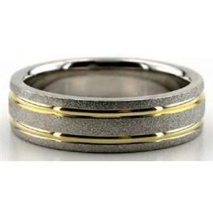  Stoned Two Tone Wedding Band in 14k Gold (6 mm) Jewelry