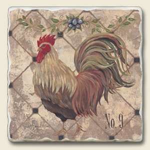    Iron Gate Rooster Tumbled Stone Coaster Set: Kitchen & Dining