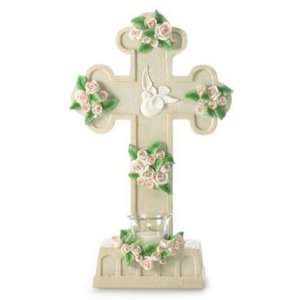  Rose Laden Cross Candleholder: Home & Kitchen