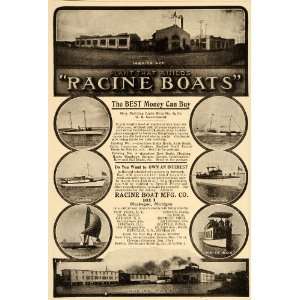  1907 Vintage Ad Racine Boats Yachts Factory Muskegon MI 