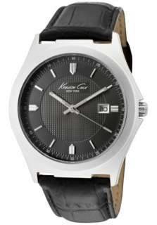 Kenneth Cole Watch KC1478GUN Mens Charcoal Dial Black Leather  