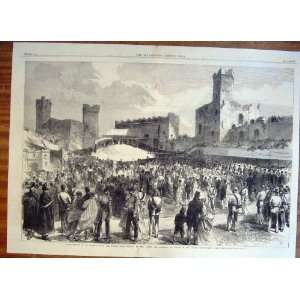Carnarvon Castle Wales Prince Princess Old Print 1868