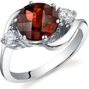  3 Stone Design 2.25 carats Garnet Ring in Sterling Silver 