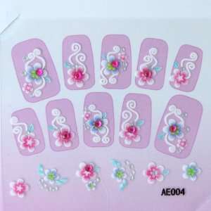   nail decals stereoscopic 3D red diamond nail sticker flower Beauty