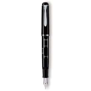 Pelikan Tradition Series 215 Black Rhombus Silver Trim Fountain Pen 