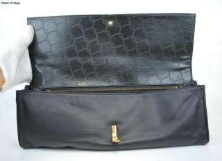 ROBERTA DI CAMERINO Blk Leather Clutch Bag w/Gold Studs  