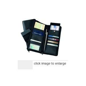   expanded leather passport and document case   black