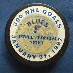 1987 BERNIE FEDERKO ST.LOUIS BLUES 300 NHL GOAL PUCK  