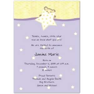 Star Bear Birth Announcements   Set of 20 Baby