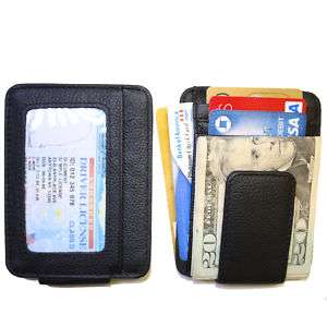 Men’s Leather Credit Card Holder Wallet w/ Money Clip  