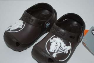 NWT CROCS KIDS GABE 6/7 8/9 10/11 1 ESPRESSO brown DUKE 3D face shoes 