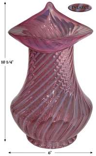 Fenton Cranberry Spiral Optic #183 Tulip Crimped Vase  