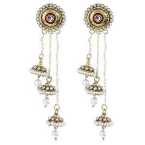    Antique Gold Plated Long Pearl Jhumka/ Earrings: Everything Else