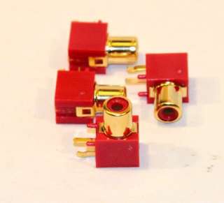 RCA Jack, Red, Gold plated, right angle PC mount x4  