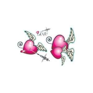  Love Heart Wings Glitter Temporary Tattoo 2.5x3.5 Jewelry