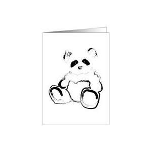  panda bear in black and white ink Card Health & Personal 