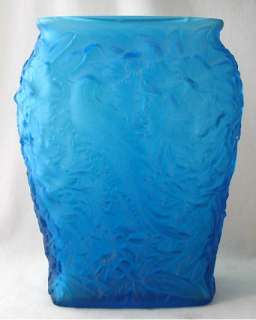 Consolidated art glass electric blue BIRD OF PARADISE vase EXTREMELY 
