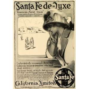  1912 Ad Santa Fe Deluxe Railroad Train Travel California 