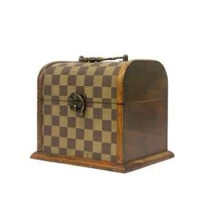  Small Wood Decorative Box with Checker Pattern