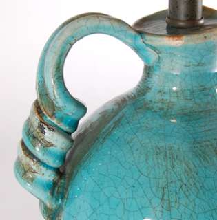 19 High Turquoise Blue Rustic Pottery Pitcher Table Lamp  