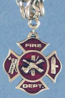 Fire Fighter Fireman Charm Pendant add Chain + Fire Hat  