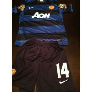 Manchester United Away Blue Chicharito #14 Kids Shirt Youth Jersey 
