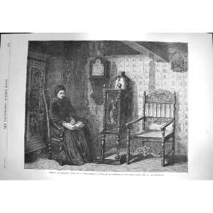  1870 Windowed Childless Old Woman Reading Book