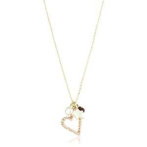 Mercedes Salazar Stones Charms Pink Pearl Heart with Gold Plated 