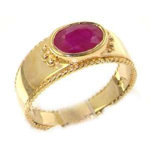  Luxury 9K Yellow Gold Ruby English Solitaire Wedding Band 