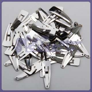Lot of 50 Mini Silver Snap Hair Clips 30mm Craft Bow  