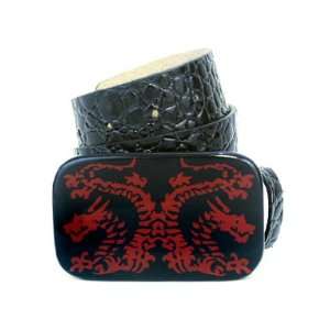   Vinyl Belt with Large Red Dragon Buckle, Small Patio, Lawn & Garden