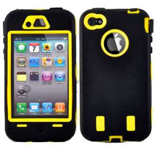 Yellow Heavy Duty Case Tough Cover for Apple iPhone 4G  