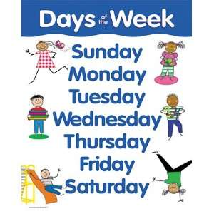  DAYS OF THE WEEK SMALL CHART