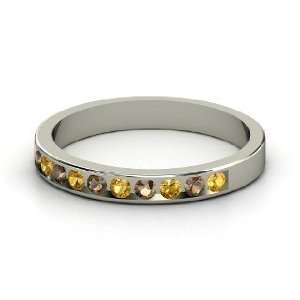   Slim Band, Sterling Silver Ring with Citrine & Smoky Quartz Jewelry