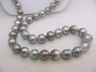13.0MM 33 CHOCOLATE / GREY TAHITIAN PEARL NECKLACE 14kt SOLID GOLD 