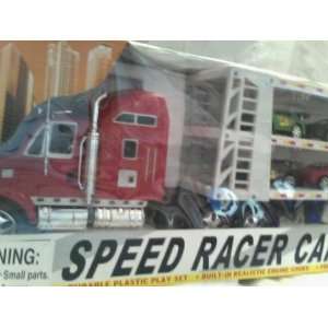   Powered Semi Truck and Car Carrier with Ten Race Cars: Toys & Games