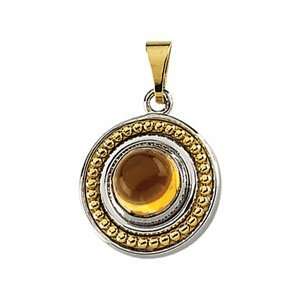  Genuine Citrine Cabochon Pendant/Sterling Silver Jewelry