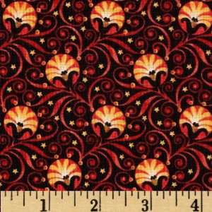   Swirl Flower Black Fabric By The Yard: Arts, Crafts & Sewing