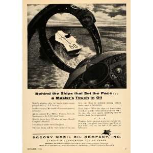   Ad Socony Mobil Oil Saratoga Voyager Boat Marine   Original Print Ad